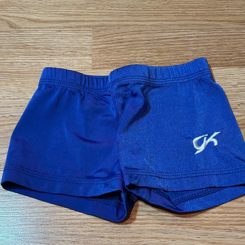 GK Elite Gymnastics Shorts Royal Blue Shimmer Athletic Spandex Size CM